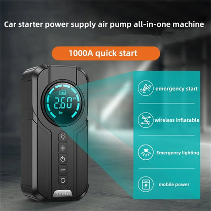 Portable Car Jump Starter & Air Pump w/ Power Bank Lighting